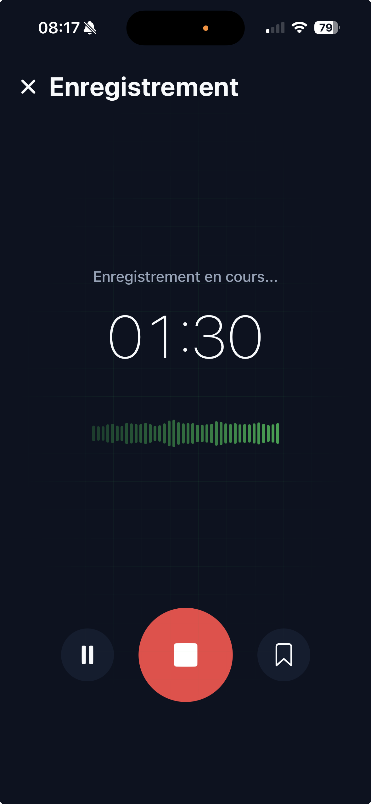 Recording screen of the Reedly app