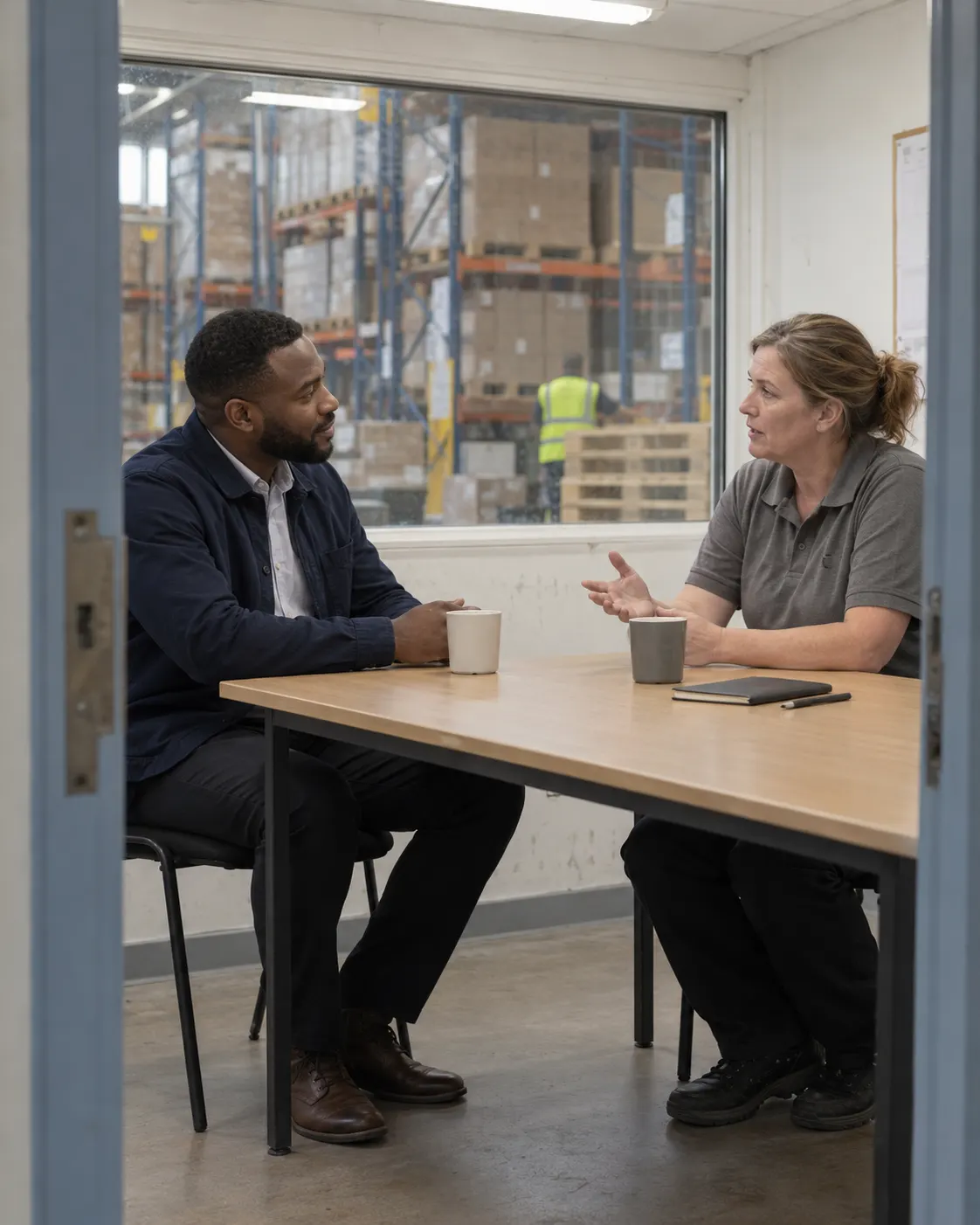 Meeting in an industrial setting